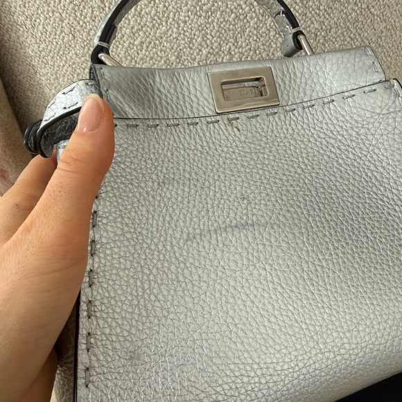 Fendi Peekaboo Mini – Cuoio Romano Lux “Argento Palladio” (metallic silver) - Picture 13 of 13